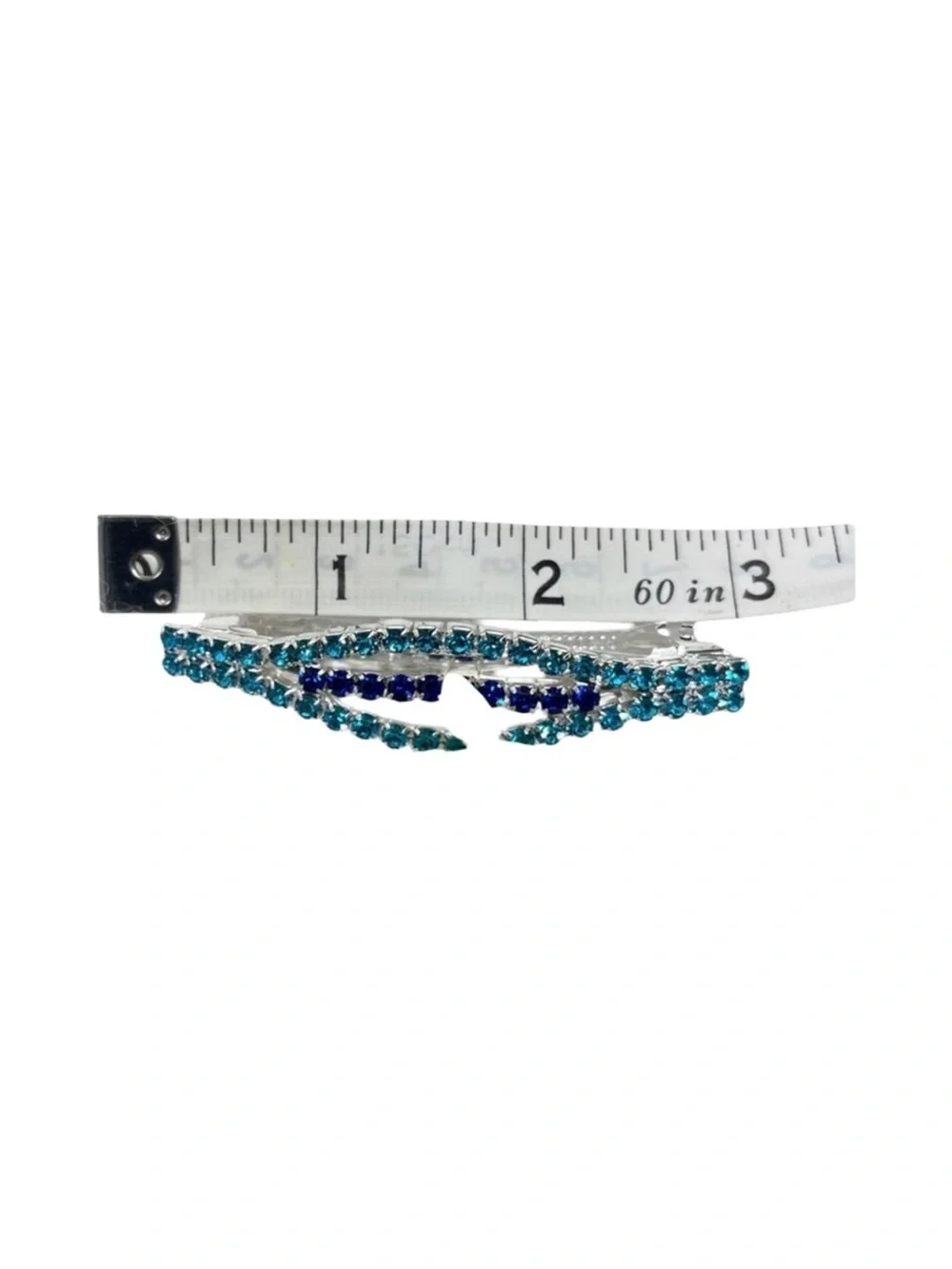 Blue Rhinestone Wave Barrette 3.0”FINAL PRICE DROP